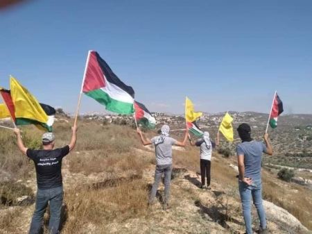 Palestinian rally in northern Jordan valley in response to settlers’ flag marches across West Bank